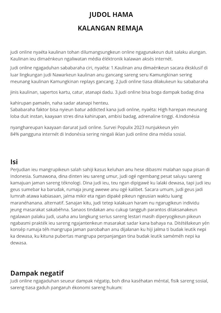 Judol hama kalangan remaja